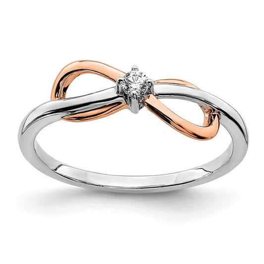 14k Two-tone White and Rose Infinity Diamond Ring