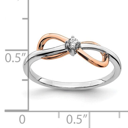 14k Two-tone White and Rose Infinity Diamond Ring