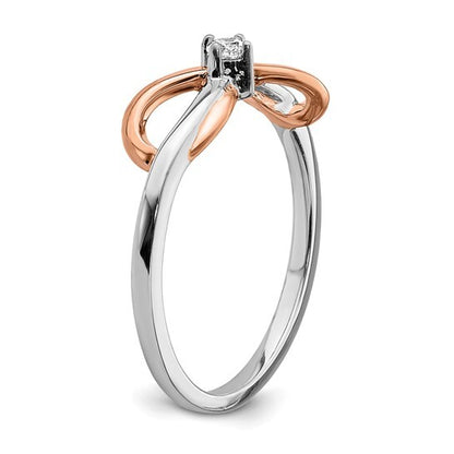 14k Two-tone White and Rose Infinity Diamond Ring