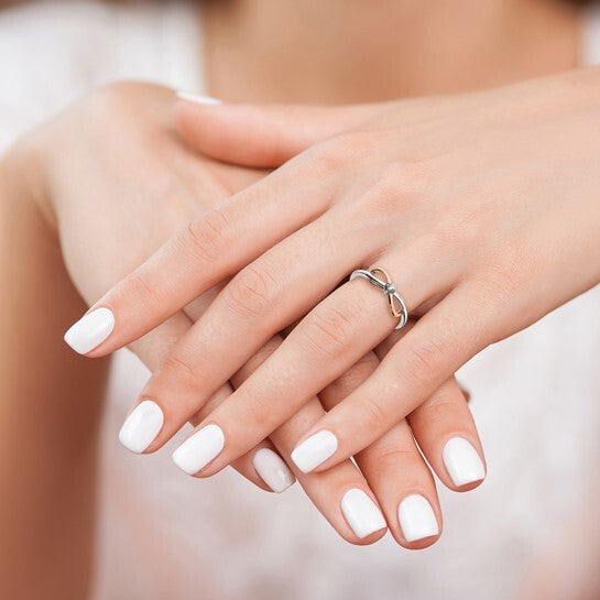 14k Two-tone White and Rose Infinity Diamond Ring