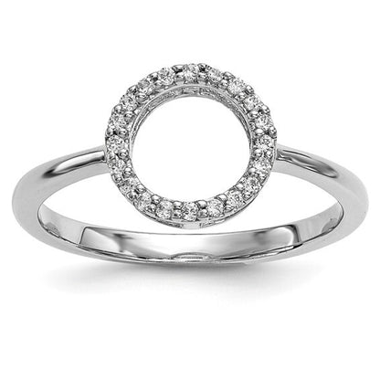 14k White Gold Diamond Open Circle Ring