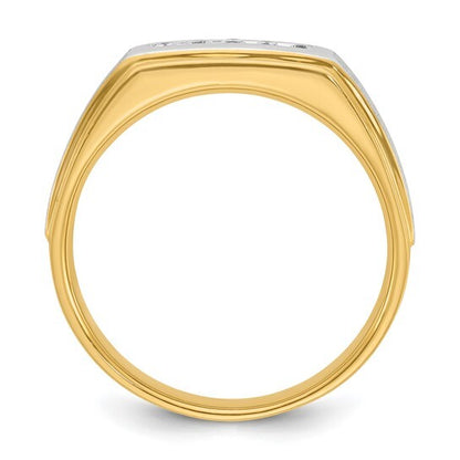 14k Yellow Gold with Rhodium and Satin Diamond Ring