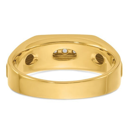 14k Yellow Gold with Rhodium and Satin Diamond Ring