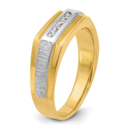 14k Yellow Gold with Rhodium and Satin Diamond Ring