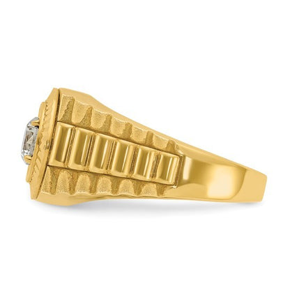 14k Yellow Gold Satin and Textured Diamond Ring