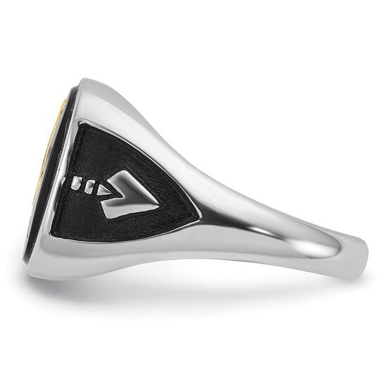 14k White Gold with Black Enamel and Onyx Masonic Ring