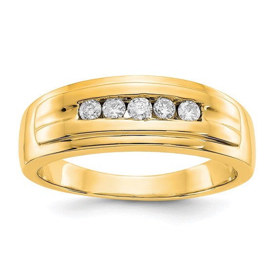 14k Yellow Gold Diamond Mens Ring