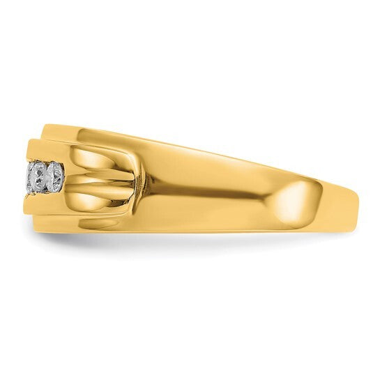 14k Yellow Gold Diamond Mens Ring