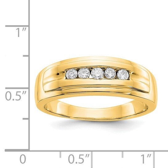 14k Yellow Gold Diamond Mens Ring