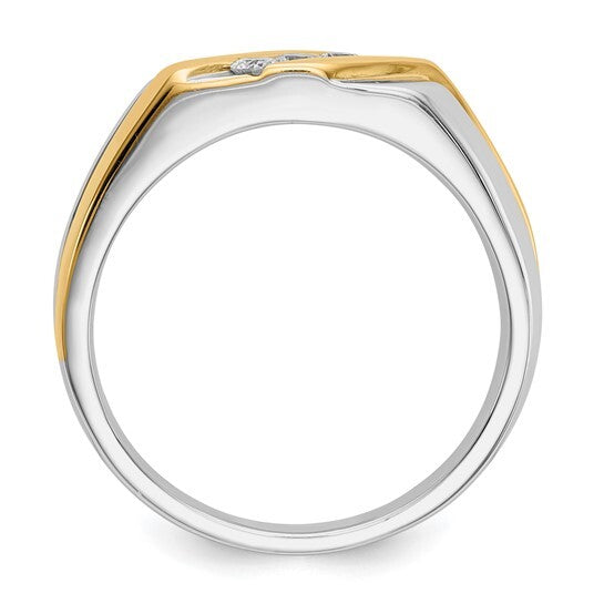 14k Two-tone Gold Diamond Mens Ring