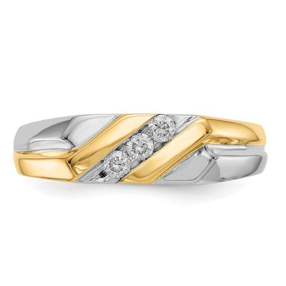 14k Two-tone Gold Diamond Mens Ring