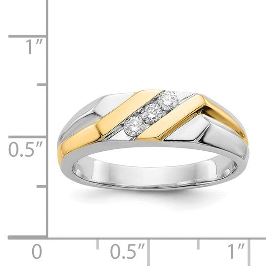 14k Two-tone Gold Diamond Mens Ring