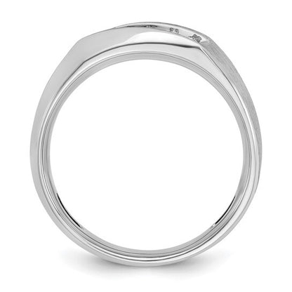 14k White Gold Men's Satin Diamond Ring