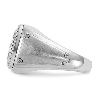 14k white gold Men's and Satin Diamond Square Cluster Ring