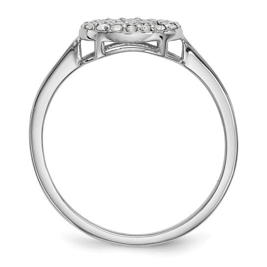 14k White Gold Diamond Cluster Oval Ring