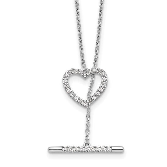 14K White Gold Lab Grown VS Diamond Heart Toggle Necklace