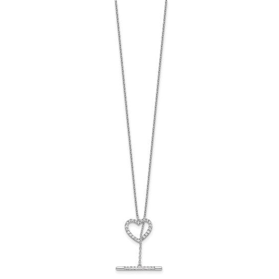 14K White Gold Lab Grown VS Diamond Heart Toggle Necklace