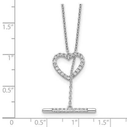 14K White Gold Lab Grown VS Diamond Heart Toggle Necklace