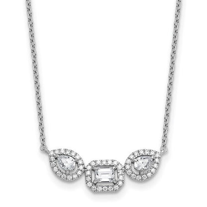 14K White Gold Lab Grown Diamond VS 3-stone Necklace