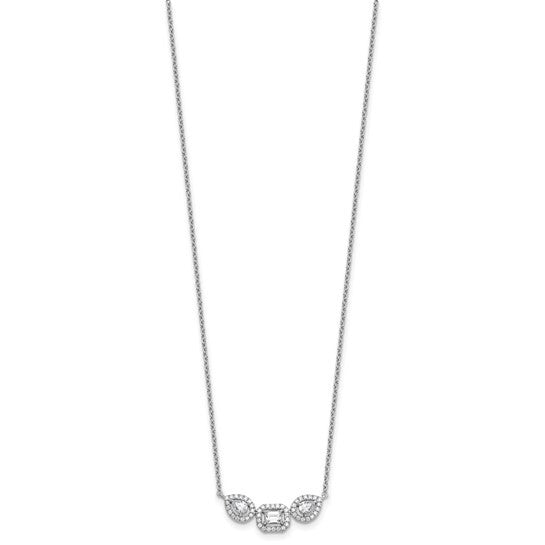 14K White Gold Lab Grown Diamond VS 3-stone Necklace