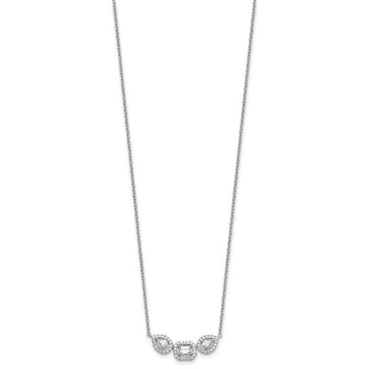 14K White Gold Lab Grown Diamond VS 3-stone Necklace