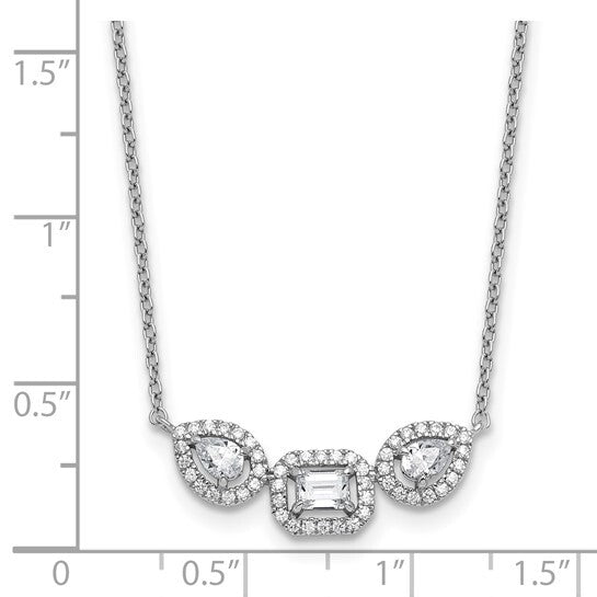 14K White Gold Lab Grown Diamond VS 3-stone Necklace