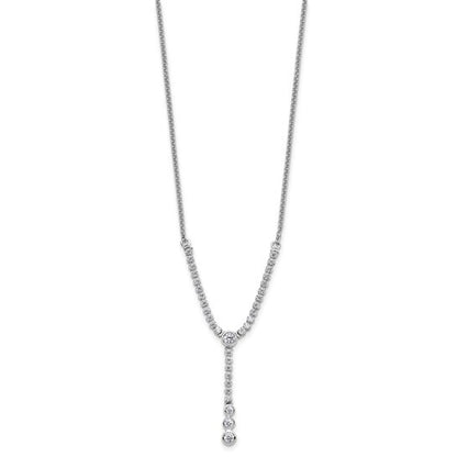 14K White Gold Lab Grown VS Y-design Tennis Style Bolo Necklace