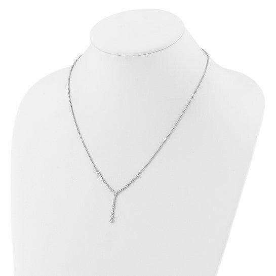 14K White Gold Lab Grown VS Y-design Tennis Style Bolo Necklace