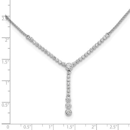 14K White Gold Lab Grown VS Y-design Tennis Style Bolo Necklace