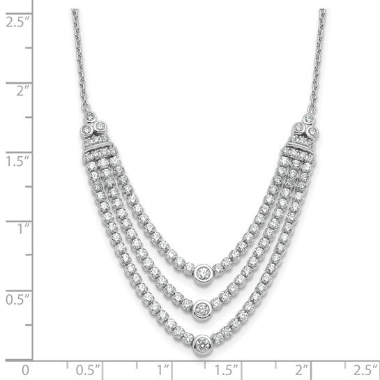 14K White Gold Lab Grown Diamond VS Triple Layer Necklace