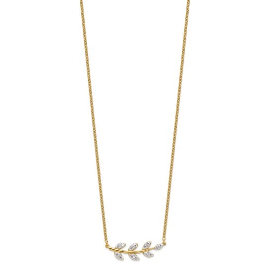 14K Lab Grown Diamond VS Branch with Leaves gold Necklace