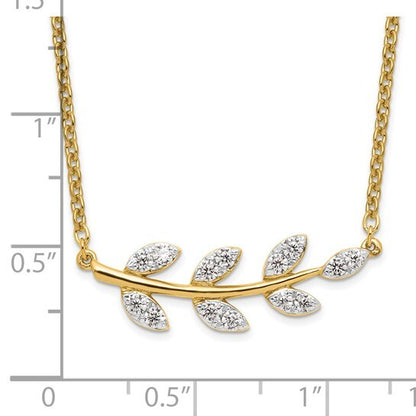 14K Lab Grown Diamond VS Branch with Leaves gold Necklace