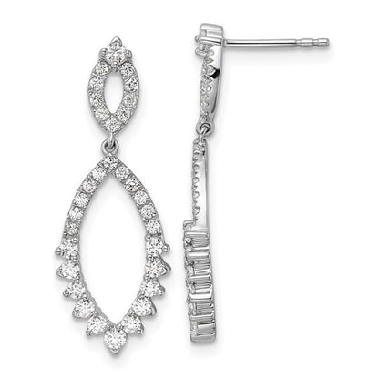 14K White Gold Lab Grown Diamond VS Teardrop Post Dangle Earrings