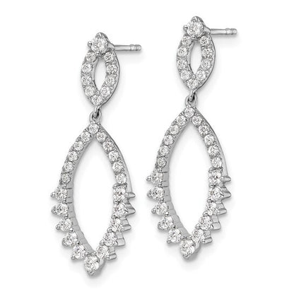 14K White Gold Lab Grown Diamond VS Teardrop Post Dangle Earrings