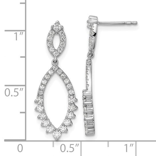 14K White Gold Lab Grown Diamond VS Teardrop Post Dangle Earrings