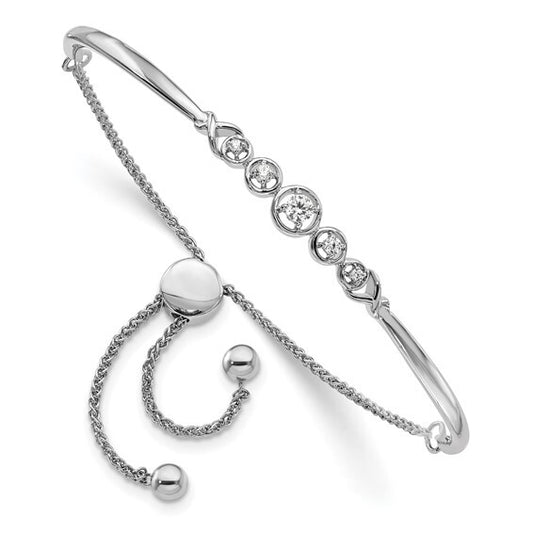 14K White Gold Lab Grown Diamond VS Adjustable Bracelet