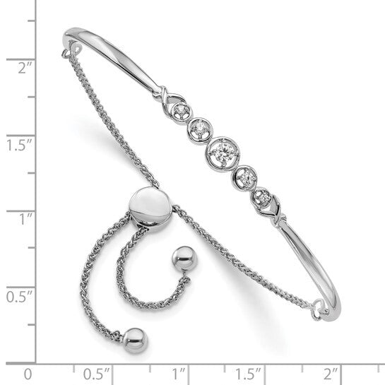 14K White Gold Lab Grown Diamond VS Adjustable Bracelet