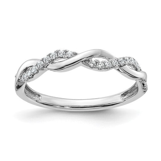 14K White Gold Lab Grown Diamond VS Twist Design Wedding Band