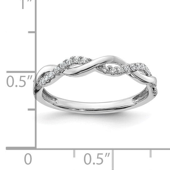 14K White Gold Lab Grown Diamond VS Twist Design Wedding Band