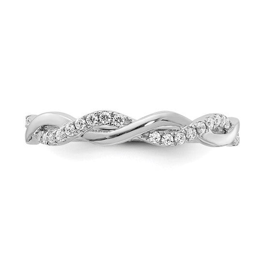 14K White Gold Lab Grown Diamond VS Twist Design Wedding Band