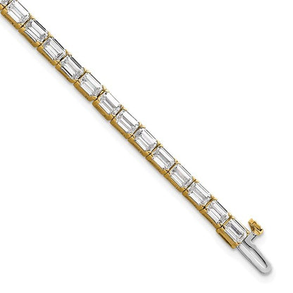 14K yellow Lab Grown Diamond VS Emerald Tennis Bracelet