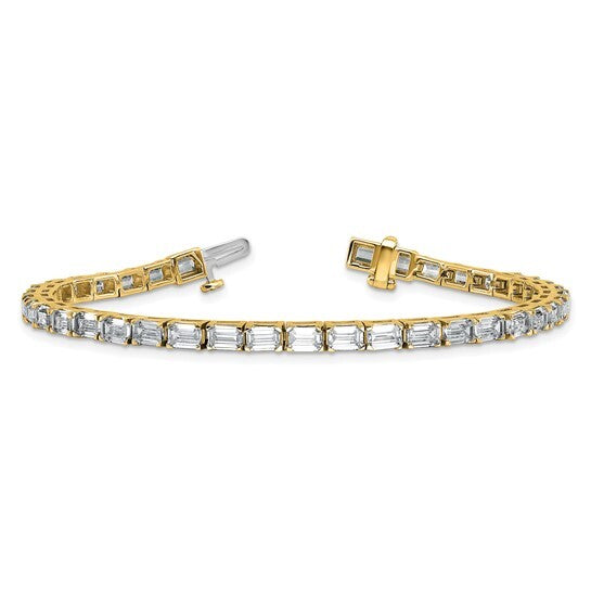 14K yellow Lab Grown Diamond VS Emerald Tennis Bracelet