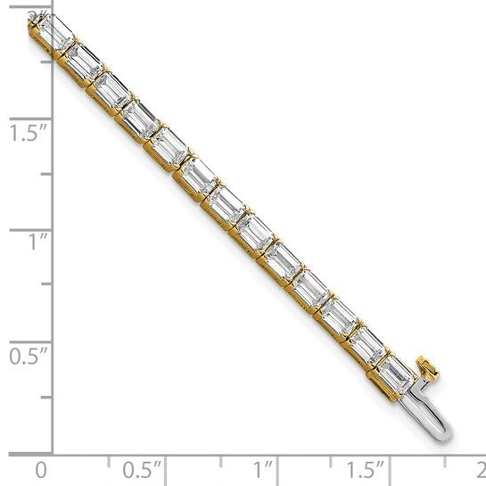 14K yellow Lab Grown Diamond VS Emerald Tennis Bracelet