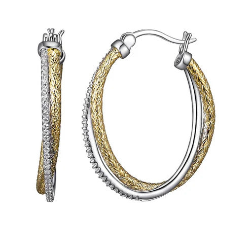 Charles Garnier Crossed Mesh Oval Hoop Earrings