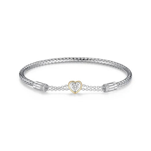 Charles Garnier Diamond Heart Two-Tone Bangle