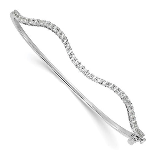 True Origin 14k White Gold 1 carat Lab Grown Diamond VS D 6.75 inch Fancy Wavy Bangle