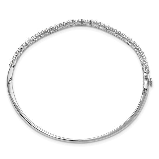 True Origin 14k White Gold 1 carat Lab Grown Diamond VS D 6.75 inch Fancy Wavy Bangle