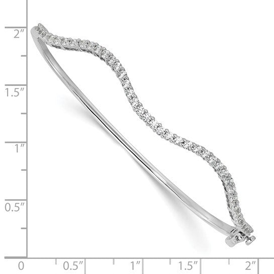 True Origin 14k White Gold 1 carat Lab Grown Diamond VS D 6.75 inch Fancy Wavy Bangle