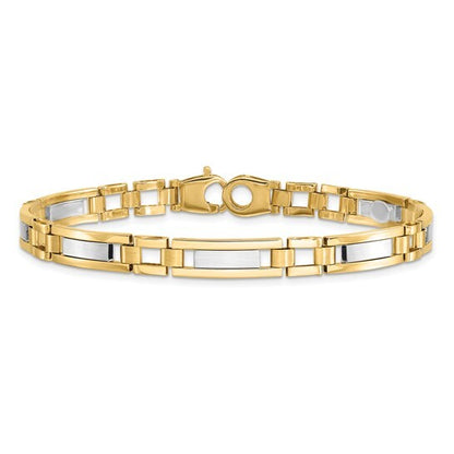 14k Two-tone Satin 8.5'' Mens Link Bracelet