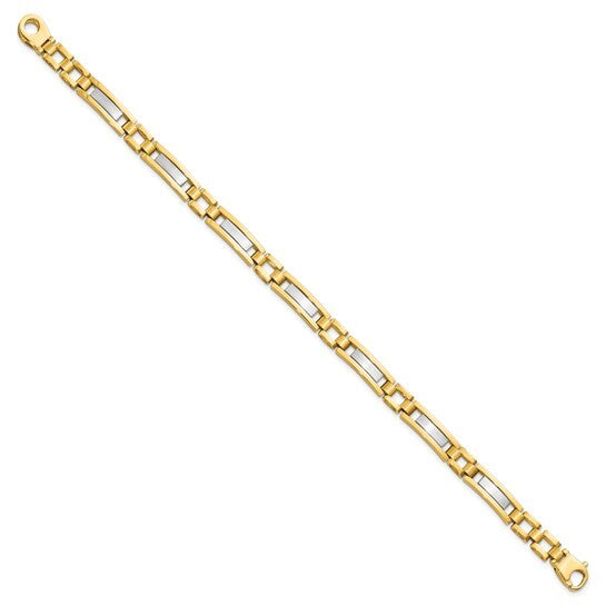 14k Two-tone Satin 8.5'' Mens Link Bracelet